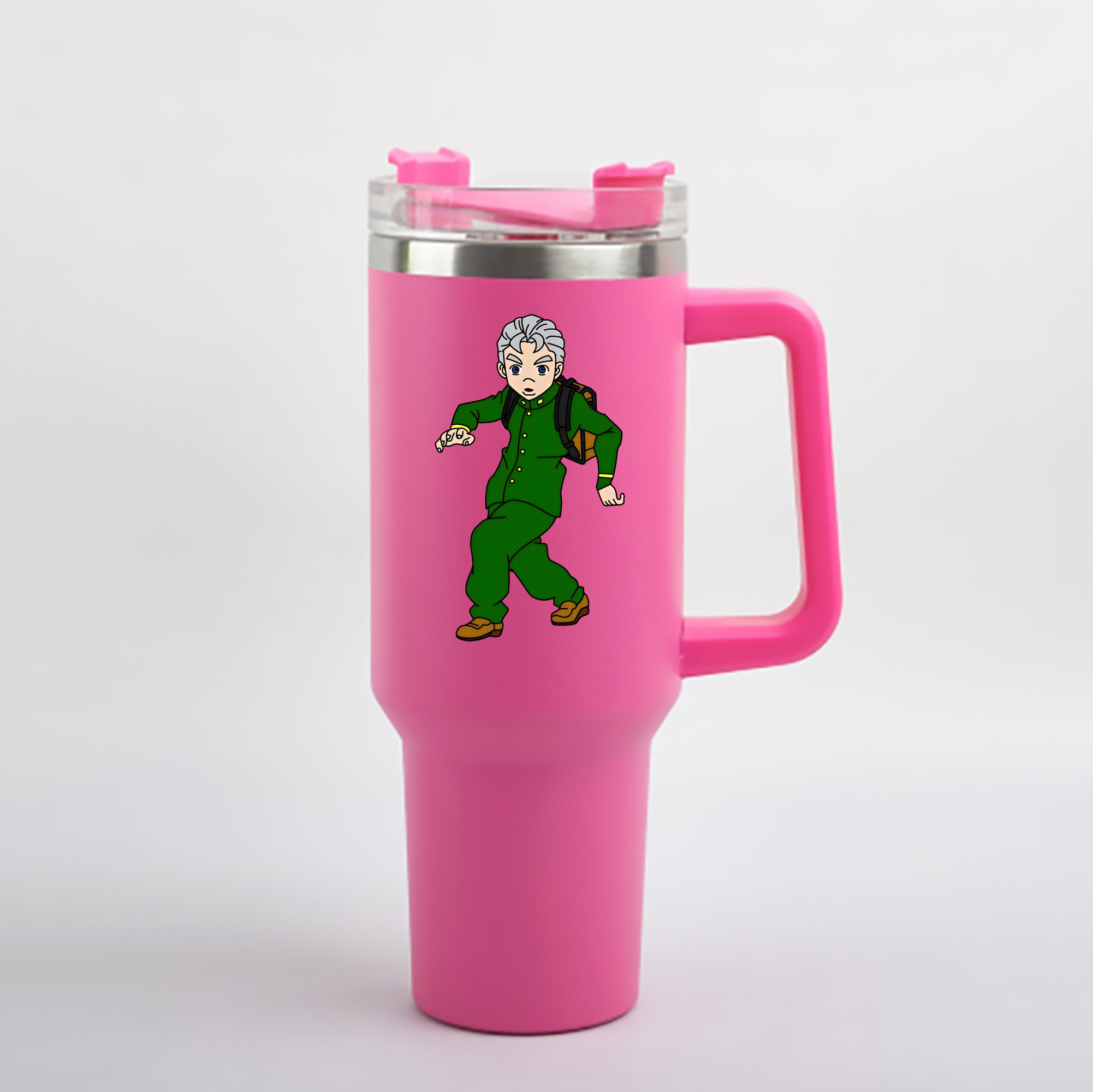 （画像用） ジョジョの奇妙な冒険 広瀨康一 JoJo's Bizarre Adventure Hirose Koichi 1200mL車用タンブラー - クリスタルステッカー（プラスチックストロー付き）
